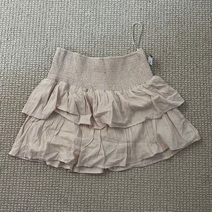 Taupe mini ruffle skirt